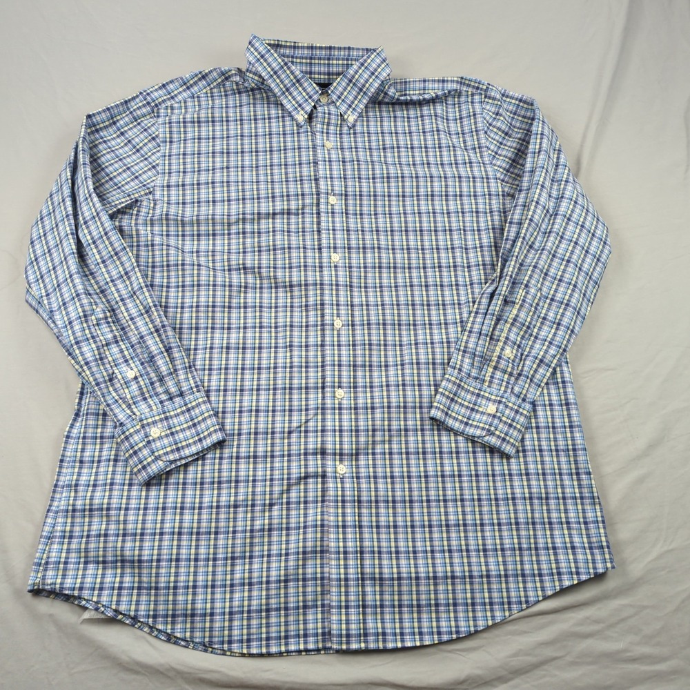 Lauren Ralph‎ Lauren Shirt Mens Extra Large Blue Plaid 18 34/35 Black Label